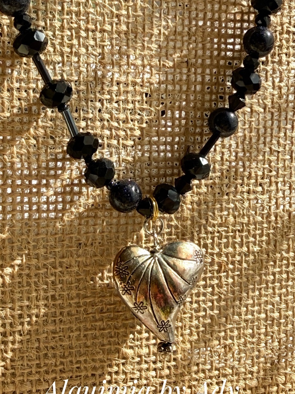 BIG HEART PENDANT BLACK ONYX NECKLACE